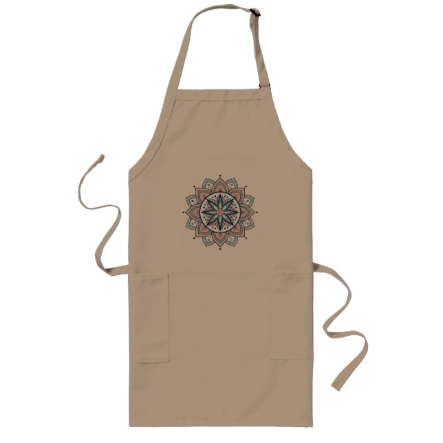 Intricate Pastel Floral Mandala  Long Apron (Front)