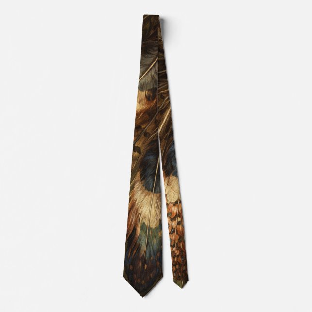 Intricate pheasant feather close-up tie (Front)