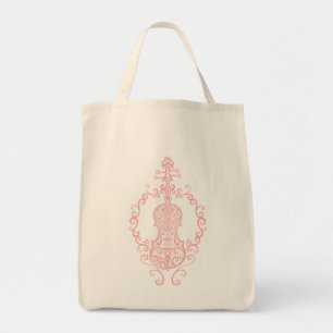 Intricate Pink Violin Design Tote Bag