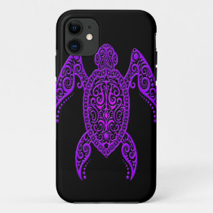 Intricate Purple and Black Sea Turtle iPhone 11 Case
