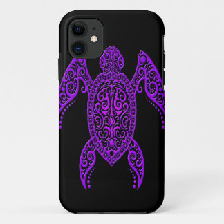 Intricate Purple and Black Sea Turtle iPhone 11 Case