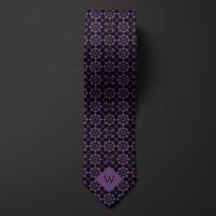 Intricate Purple & Black Arabesque Monogram Tie