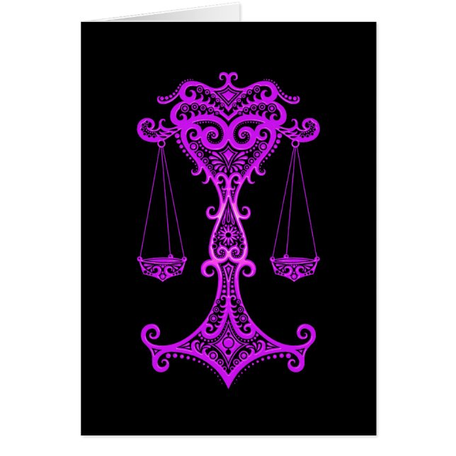 Intricate Purple Libra Zodiac on Black (Front)