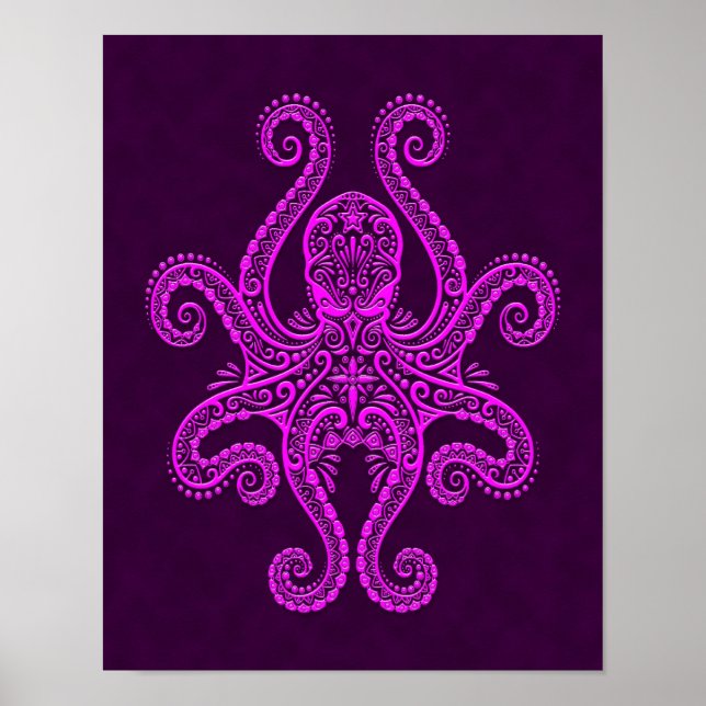 Intricate Purple Octopus Poster (Front)