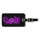 Intricate Purple Seahorse Design on Black