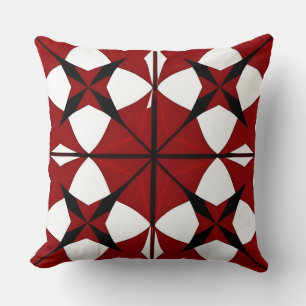 Intricate Red and Black Geometric Pattern Cushion