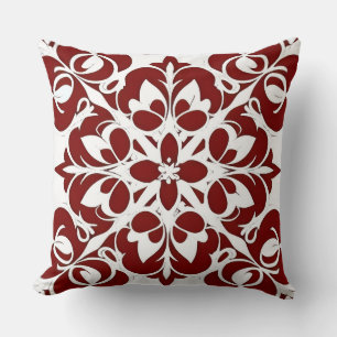 Intricate Red and white Geometric Pattern Cushion