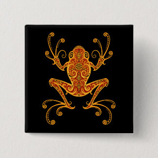 Intricate Red and Yellow Tree Frog 15 Cm Square Badge