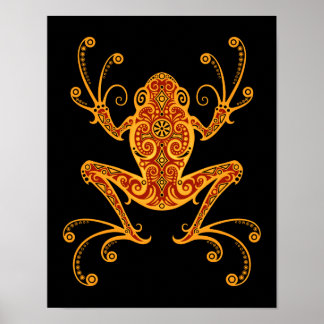 Intricate Red and Yellow Tree Frog Poster