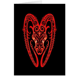 Intricate Red Aries Zodiac on Black