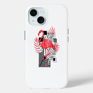 Intricate Red Flamingo Pattern - Exotic Tropical L iPhone 15 Case