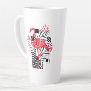 Intricate Red Flamingo Pattern - Exotic Tropical L Latte Mug