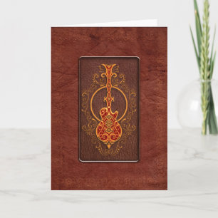 Intricate Red Leather Guitar Card