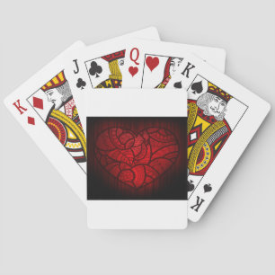 Intricate Red Mandala Heart Romantic Boho Pattern Playing Cards