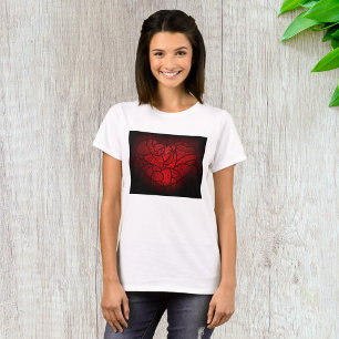 Intricate Red Mandala Heart Romantic Boho Pattern  T-Shirt