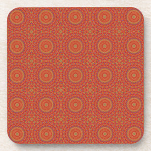 Intricate Red Pattern With Accents of Lilac Coaster