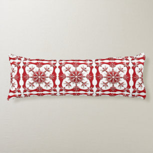 Intricate Red Snowflake Design Body Cushion