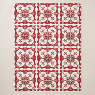 Intricate Red Snowflake Design Sherpa Blanket