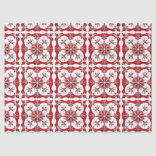 Intricate Red Snowflake Design Tissue Paper