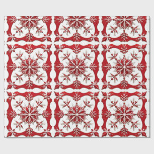 Intricate Red Snowflake Design Wrapping Paper
