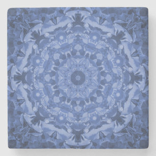 Intricate Royal Blue Kaleidoscope Stone Coaster