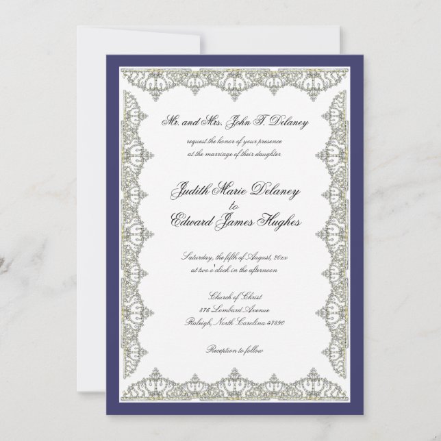 Intricate Royal Tiara Border Wedding Invitation (Front)