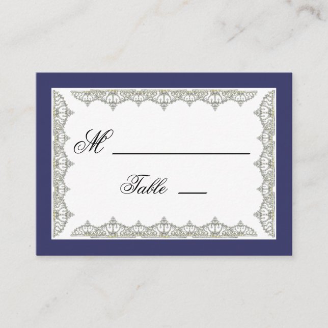 Intricate Royal Tiara Border Wedding Place Cards (Front)