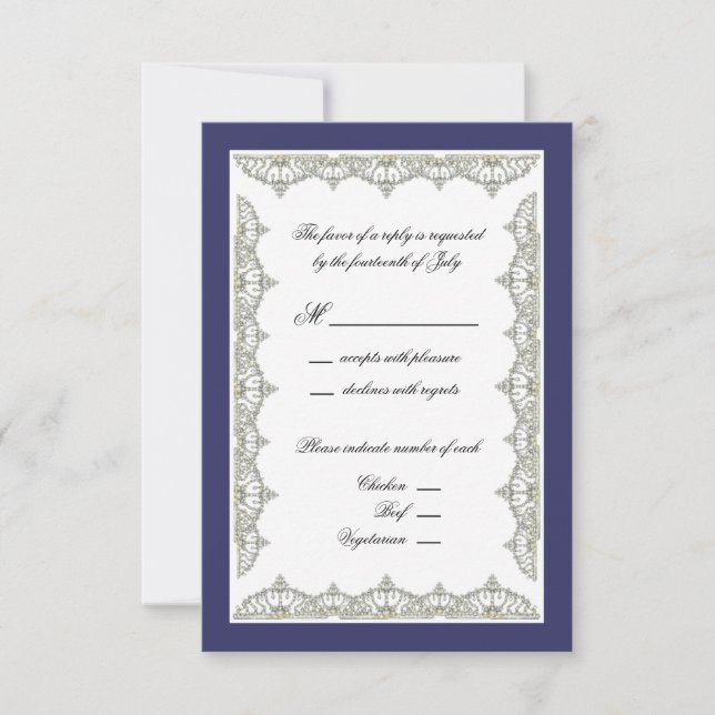 Intricate Royal Tiara Border Wedding Response Card (Front)
