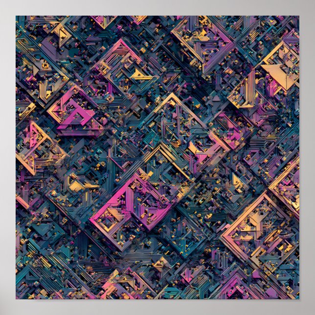 Intricate Seamless Detail: Micro-Fractal Circuit Poster (Front)