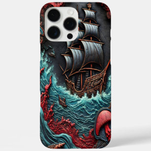 Intricate Ship Sailing Through Turbulent Waters iPhone 16 Pro Max Case