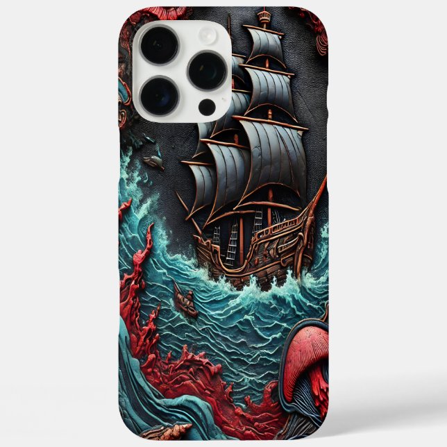 Intricate Ship Sailing Through Turbulent Waters Case-Mate iPhone Case (Back)