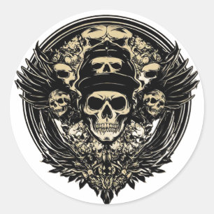 Intricate Skull Design Classic Round Sticker