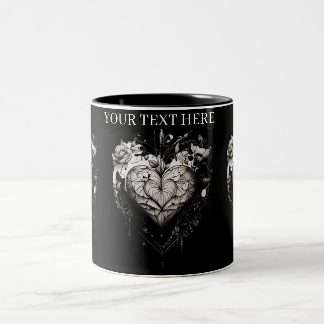 Intricate Smiling Tribal Gold Skull  Two-Tone Coffee Mug (Center)