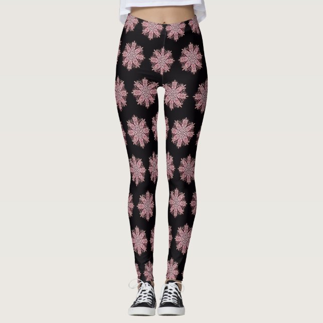 Intricate Snowflake Design Leggings (Front)