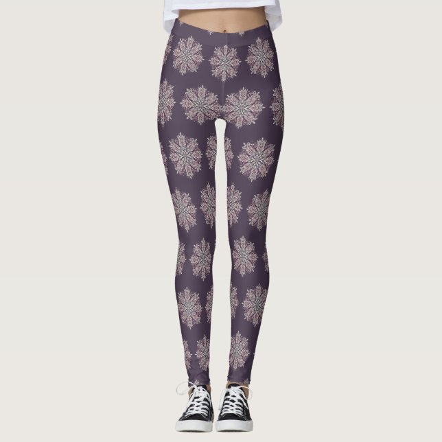 Intricate Snowflake Design Leggings (Front)