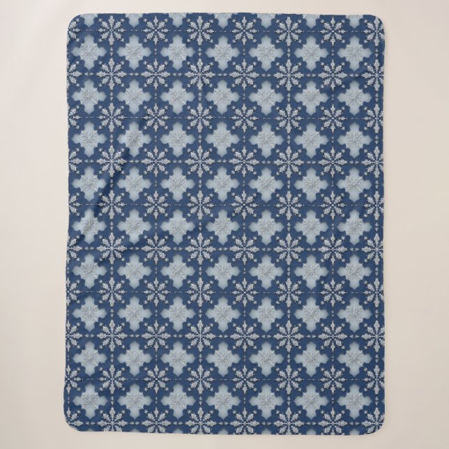 Intricate Snowflake Pattern Sherpa Blanket (Front)