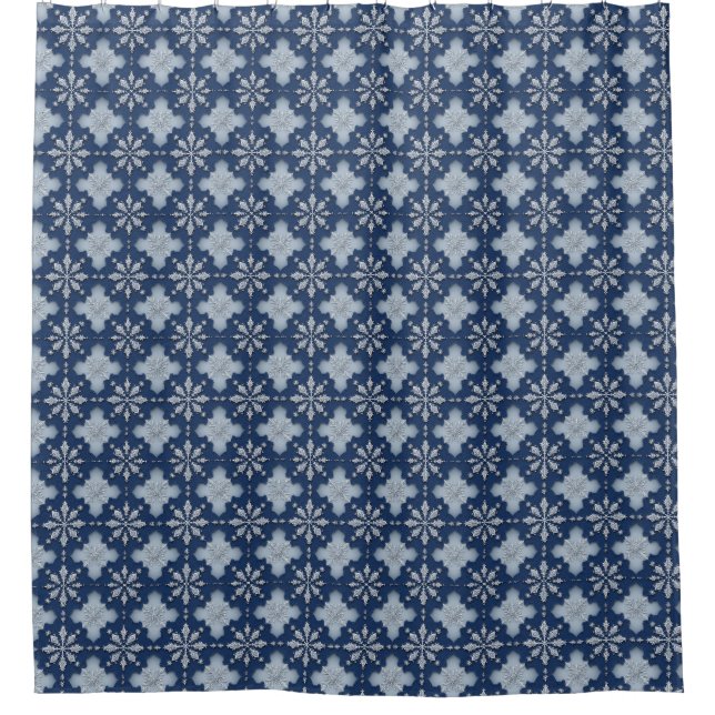 Intricate Snowflake Pattern Shower Curtain (Front)