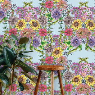 Intricate Soft Pastel Whimsical Floral Motifs Wallpaper