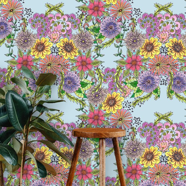 Intricate Soft Pastel Whimsical Floral Motifs Wallpaper (Creator Uploaded)