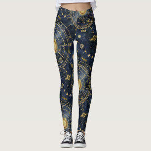 Intricate Star Celestial Maps Galaxy Leggings