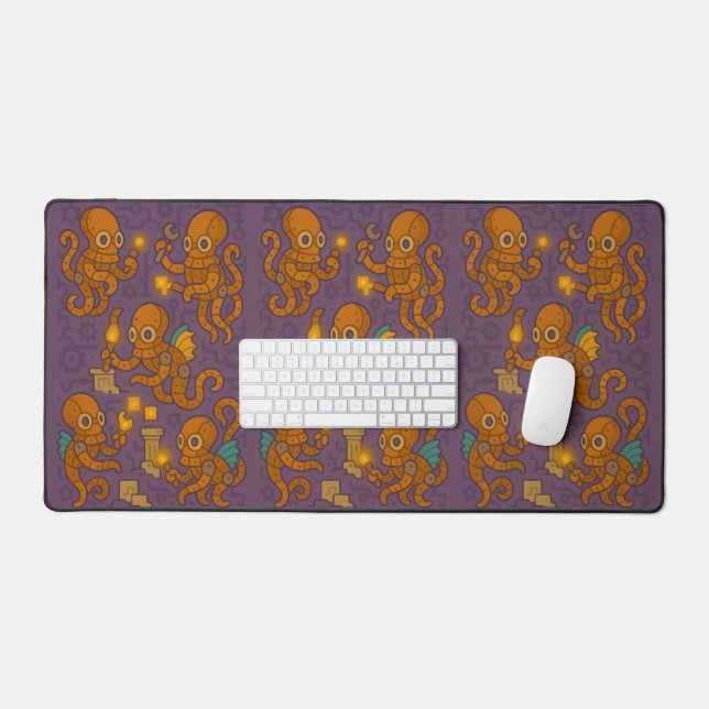 Intricate Steampunk Octopus Industrial Creator Desk Mat (Keyboard & Mouse)