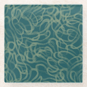Intricate stippled texture, turquoise abstract pat glass coaster