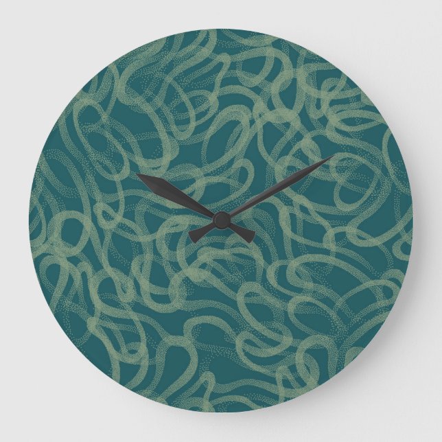 Intricate stippled texture, turquoise abstract pat large clock (Front)