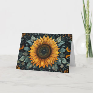 Intricate Sunflower Botanical Art Card