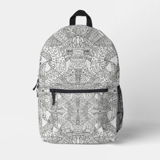 Intricate Symmetrical Doodle Mandala Black & White Printed Backpack