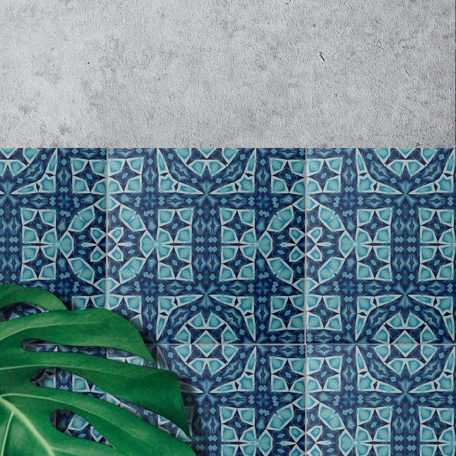Intricate Symmetrical Soft Blue and Indigo  Ceramic Tile (Creator Uploaded)
