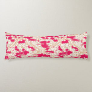 Intricate textile design featuring a rich pink pat body cushion