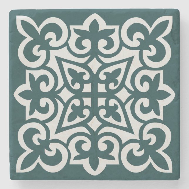 INTRICATE TILE PATTERN STONE COASTER (Front)
