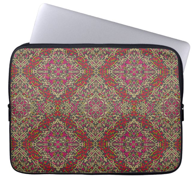 Intricate, Traditional Oriental Rug Motif Design Laptop Sleeve (Front)