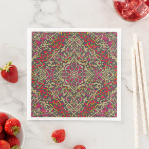 Intricate, Traditional Oriental Rug Motif Design Napkin